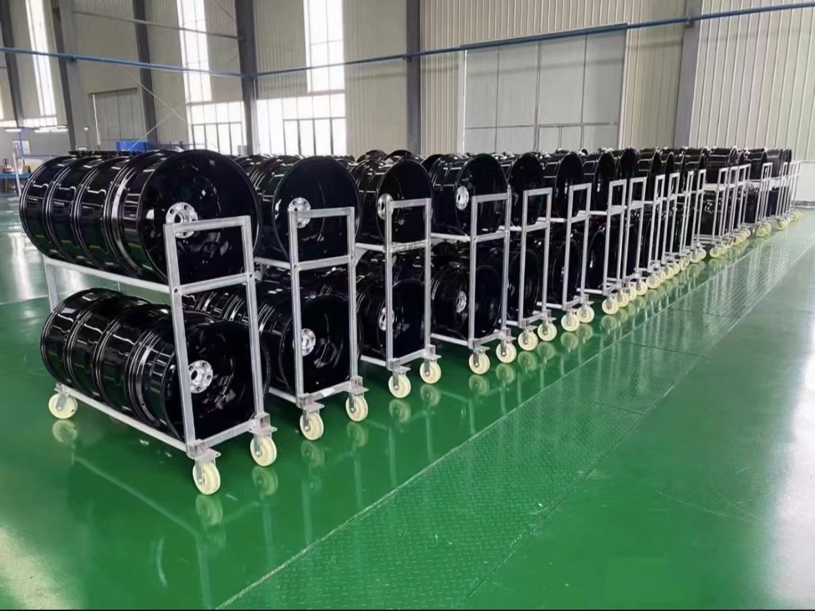 Plain export container prepared for alloy wheel shipment