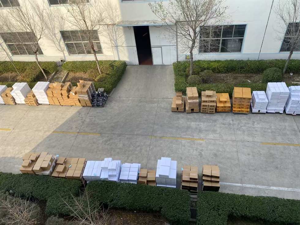 Factory yard staging area for alloy wheel orders before shipment