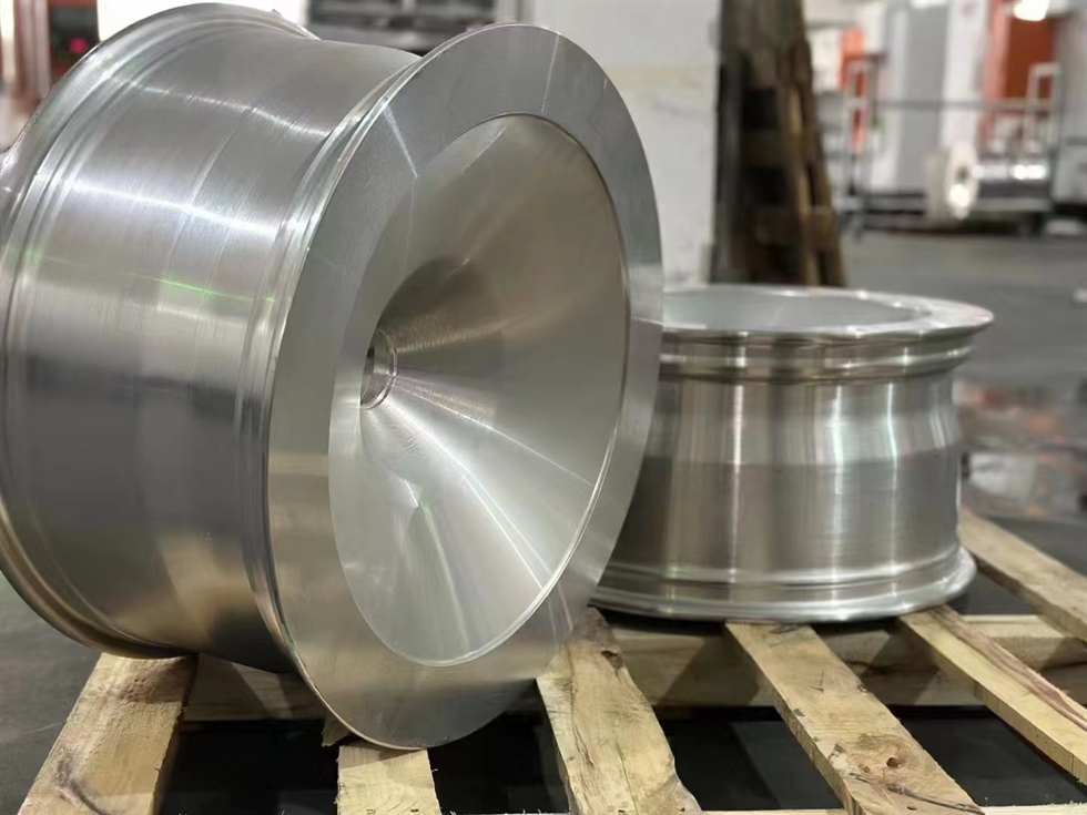 Close view of forged wheel blank before final machining